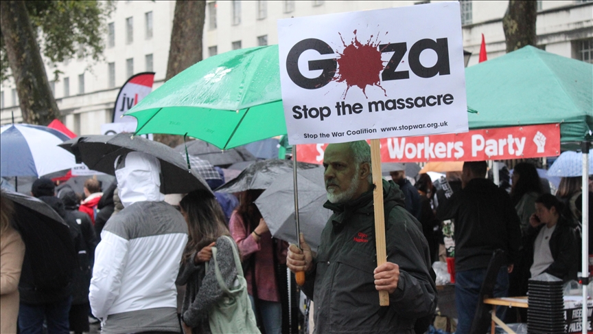 Thousands gather in London to protest Israeli attack on Gaza hospital