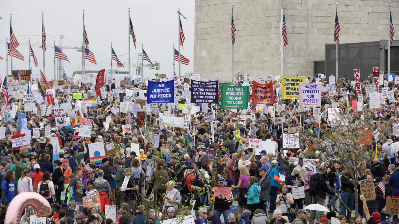 Thousands protest across the US against Trump’s policies