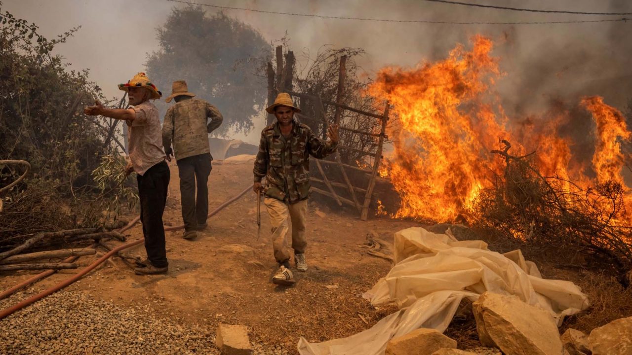 Moroccan firefighters battle Chefchaouen blaze