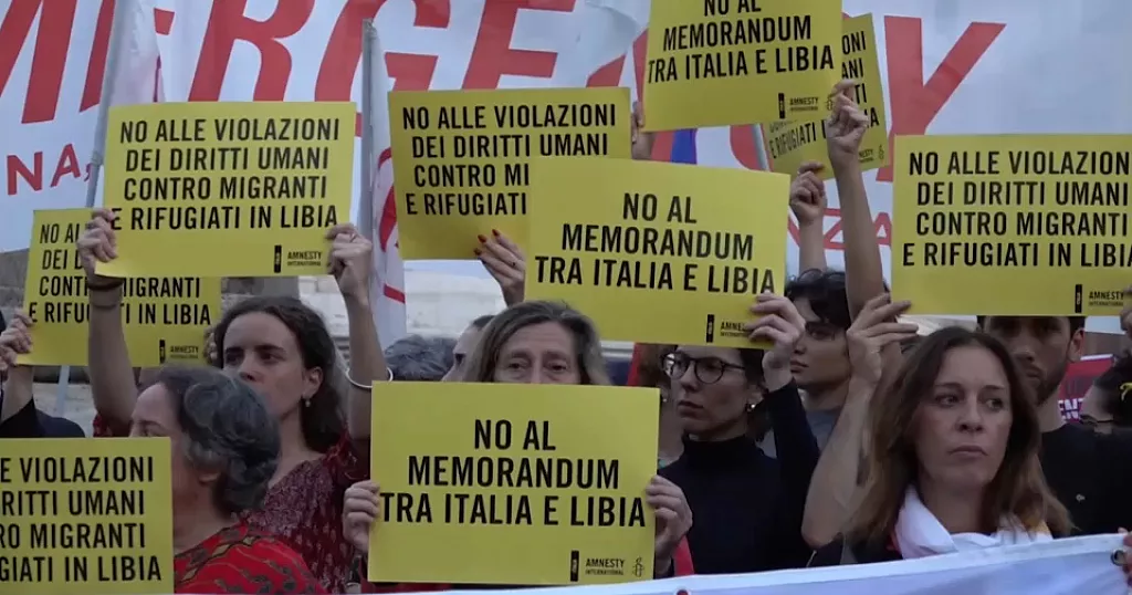 Migrants and activists protest Italy’s Libya deal after boat wreck