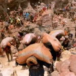 Helene Mvubu shows how toxic mining waste ravages fields in Congo