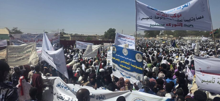 El Geneina crowds rally behind TASIS, demand civilian protection