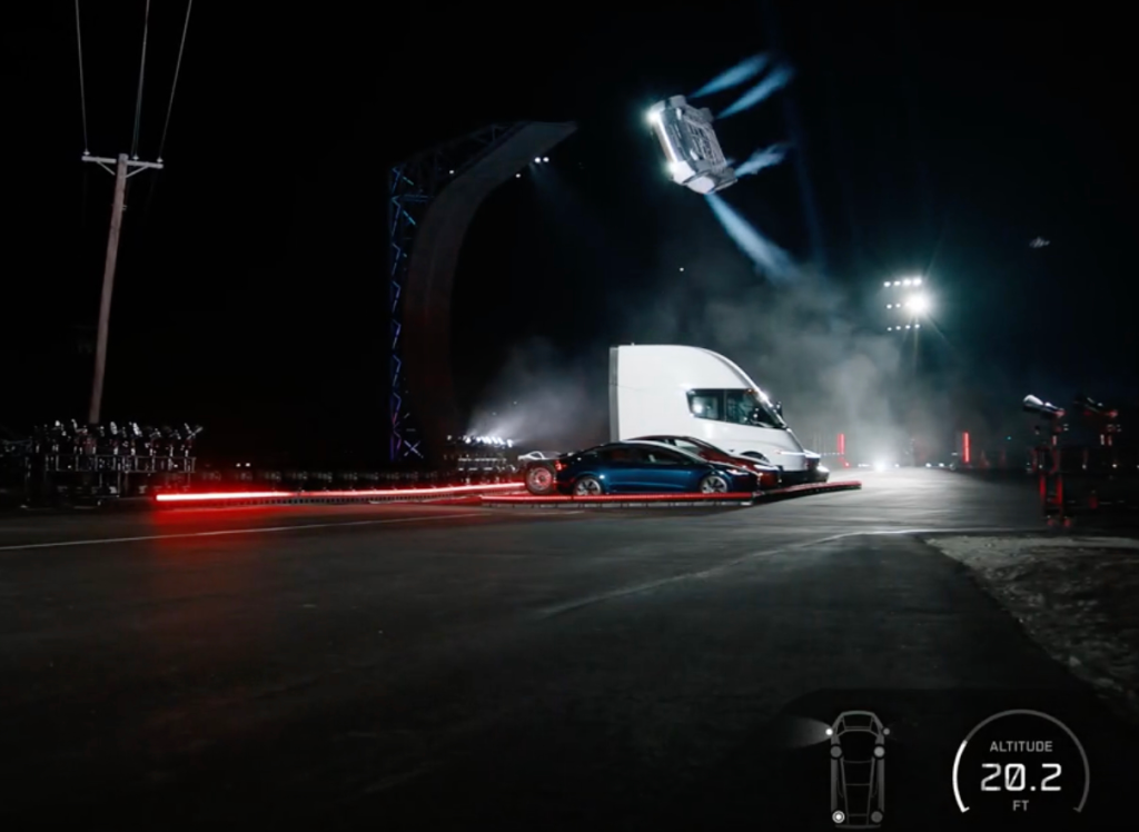 Musk unveils flying Tesla Roadster with SpaceX rocket technology
